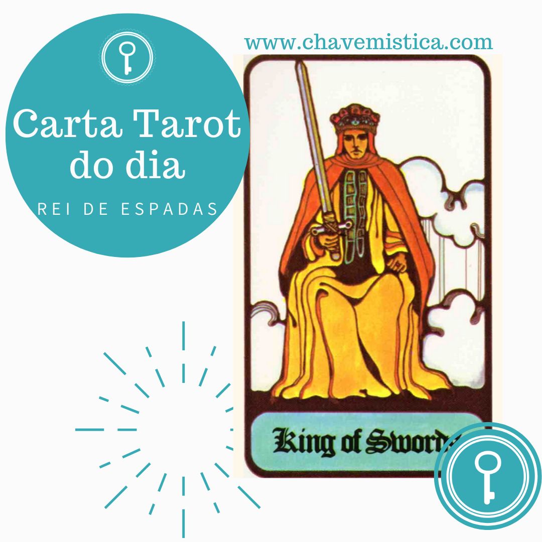 Carta Tarot para 14-10-2022 Rei de Espadas Hoje as energias requerem foco, poder de decisão e confiança nas suas tomadas de posição. Seja assertivo nas suas deduções e conclusões e comunique com clareza. Se o fizer as coisas fluirão bastante melhor e até pode tirar algum partido disso. Tarólogo Fábio www.chavemistica.com