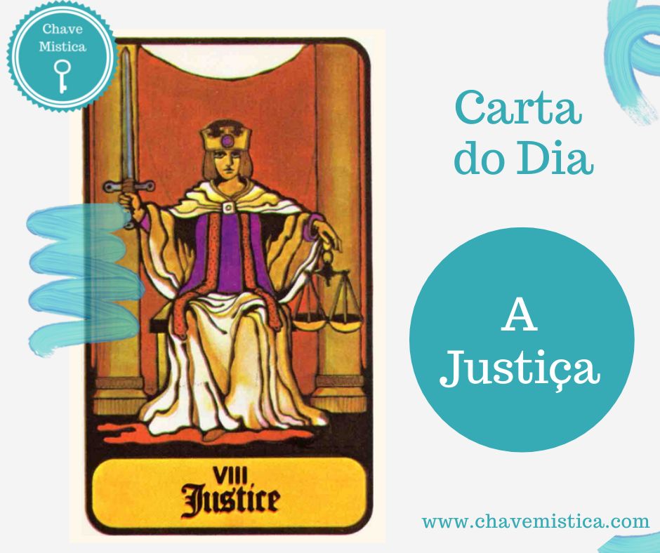 Carta Tarot para 15-12-2023 A Justiça Aconselha a agir com imparcialidade ao lidar com um problema ou tomar uma decisão importante. Também pode nos lembrar da importância de seguir as regras e leis estabelecidas. Taróloga Heléne www.chavemistica.com