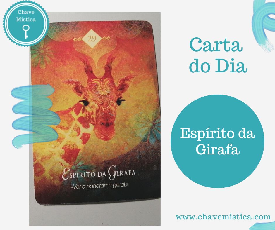 Carta Tarot para 13-11-2022 Espírito da Girafa Observe a sua vida como um todo. Existe muita informação escondida, que muitas vezes foge ao nosso entendimento, quando ficamos exclusivamente focados num ponto. Acontece com os desafios do dia a dia, e muitas vezes focamo-nos nas partes mais negativas quando na verdade, todo o resto do cenário são alegrias. Taróloga Camila www.chavemistica.com #chavemistica #tarot #cartadodia #foco #totalidade #alegrias