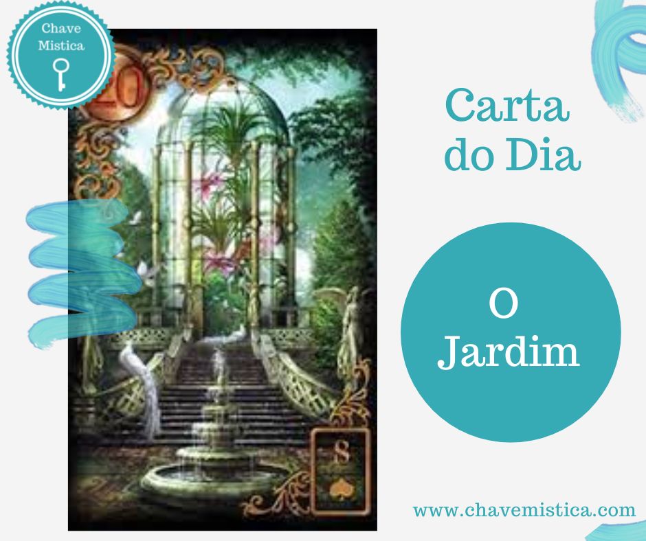 Carta Tarot para 08-07-2023 Jardim Lembre-se de que cada um colhe aquilo que plantou no momento certo. Mantenha o seu Jardim florido, eliminando as ervas que possam atacar a beleza e a harmonia do mesmo. Seja sensível e esteja recetivo ao lado mais belo e puro da vida. Lute pelos seus desejos. Taróloga Jacinta www.chavemistica.com