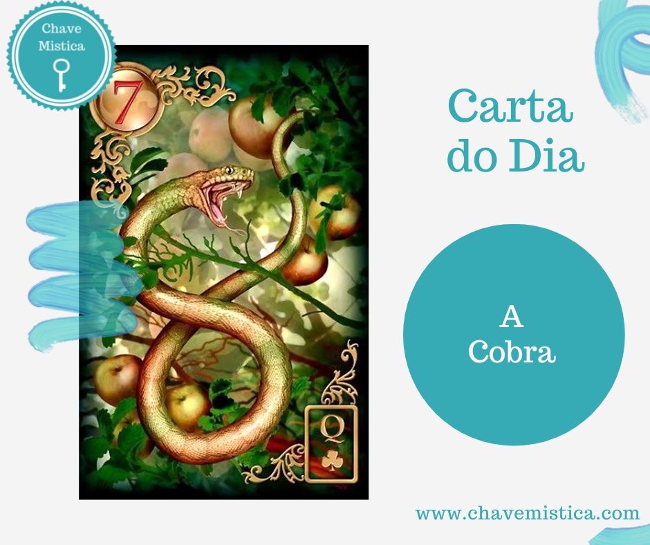 Carta Tarot para 04-03-2023 A Cobra Tenha cuidado! Esta carta é um sinal de alerta. Alguém está a preparar algo contra si. Taróloga Camila www.chavemistica.com