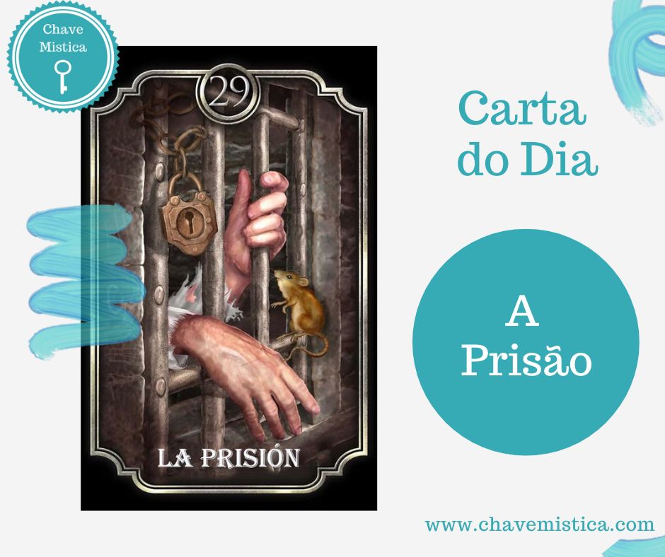 Carta Tarot para 04-06-2023 Prisão Hoje as energias apelam ao seu bom senso e intuição para que o dia seja o melhor possível. Conte com algumas limitações, mas estas podem advir de pessoas falsas. Esteja atento. Tarólogo Fábio www.chavemistica.com