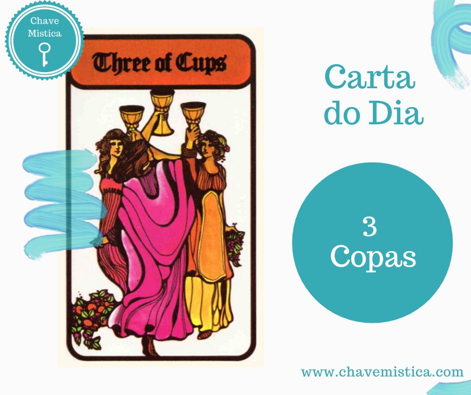 Carta Tarot para 27-11-2023 3 de Copas Hoje comemore as coisas, mesmo que pequenas, e não o faça sozinho. Junte as pessoas que de alguma forma o ajudaram e festeje, nem que seja pela gratidão selada com um abraço. Hoje temos de ter orgulho, pela coragem, pela resiliência e capacidade de superação. Tarólogo Fábio www.chavemistica.com