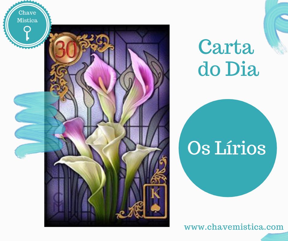 Carta Tarot para 24-09-2023 Os Lirios Encontre o equilíbrio. Seja metódico, ponderado e prudente, não se deixe levar por uma expectativa imatura. Nas relações encontrará interesses em comum. Tarólogo Filipe www.chavemistica.com